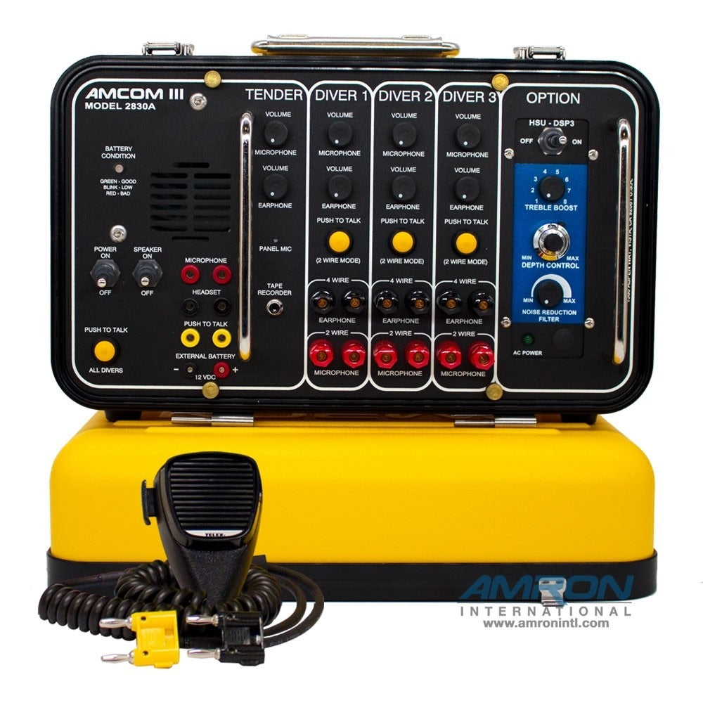 AMCOM III 2830A-12 Three-Diver Portable DSP3 Helium Speech Unscrambler with Outdoor AC Power Module and International Locking Power Cord