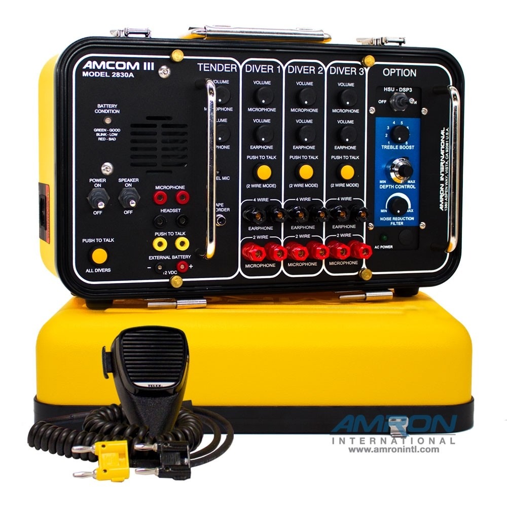 AMCOM III 2830A-12 Three-Diver Portable DSP3 Helium Speech Unscrambler with Outdoor AC Power Module and International Locking Power Cord